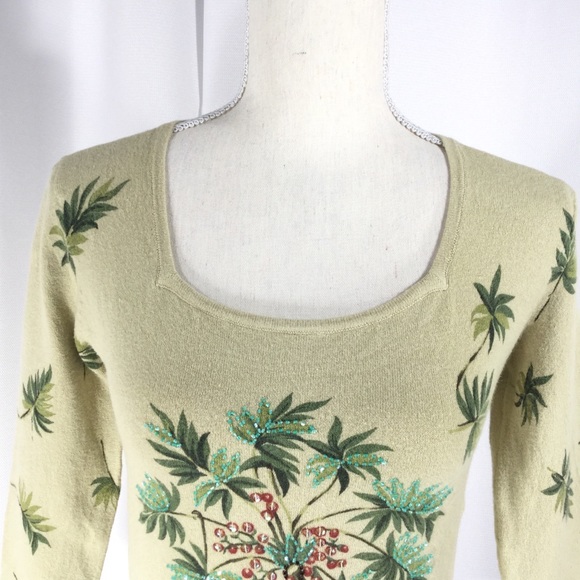 JANE DOE | Soft Knit Top Beaded Palm Tree& Monkeys - Picture 3 of 7